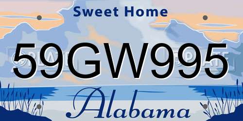 59GW995 Alabama License Plate