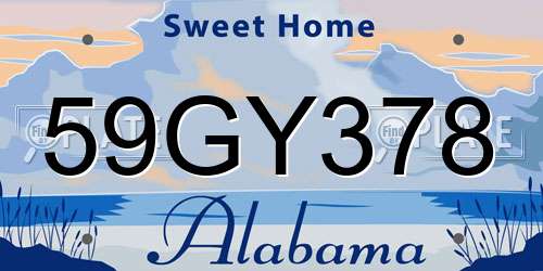 59GY378 Alabama License Plate