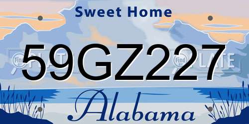 59GZ227 Alabama License Plate