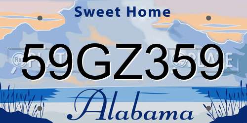 59GZ359 Alabama License Plate