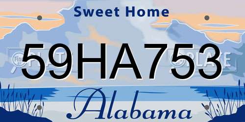 59HA753 Alabama License Plate