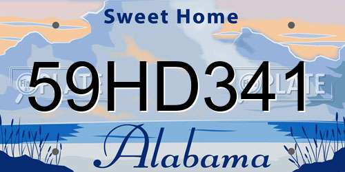 59HD341 Alabama License Plate