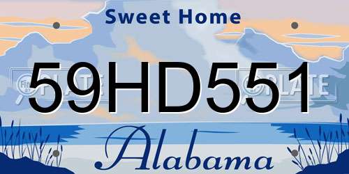 59HD551 Alabama License Plate