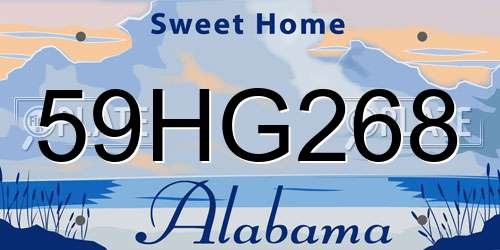 59HG268 Alabama License Plate