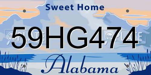 59HG474 Alabama License Plate