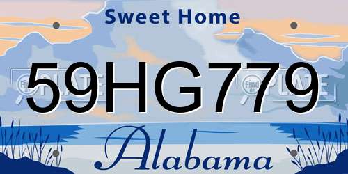 59HG779 Alabama License Plate