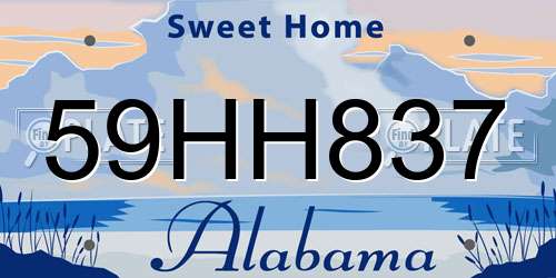 59HH837 Alabama License Plate