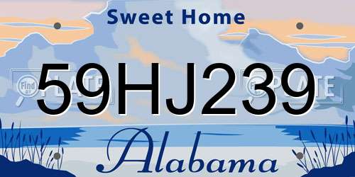 59HJ239 Alabama License Plate