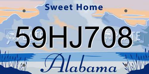 59HJ708 Alabama License Plate