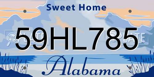 59HL785 Alabama License Plate