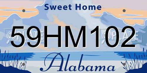 59HM102 Alabama License Plate