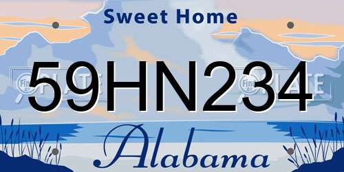 59HN234 Alabama License Plate