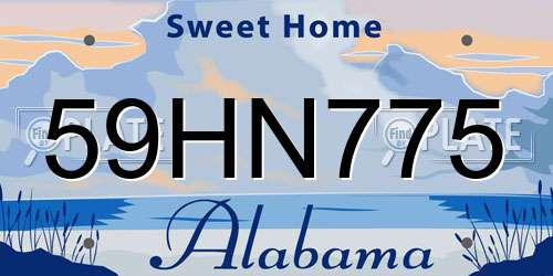 59HN775 Alabama License Plate
