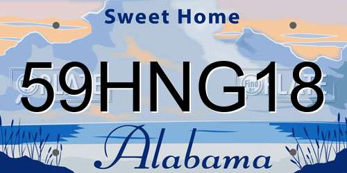 59HNG18 Alabama License Plate