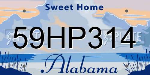 59HP314 Alabama License Plate