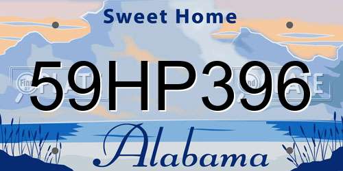 59HP396 Alabama License Plate