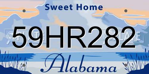 59HR282 Alabama License Plate