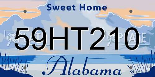 59HT210 Alabama License Plate