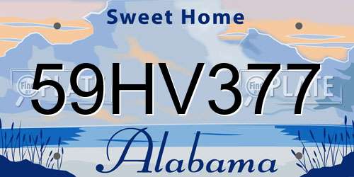 59HV377 Alabama License Plate