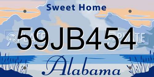 59JB454 Alabama License Plate