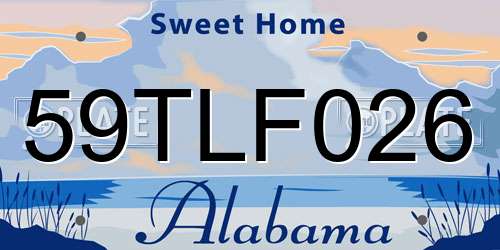 59TLF026 Alabama License Plate