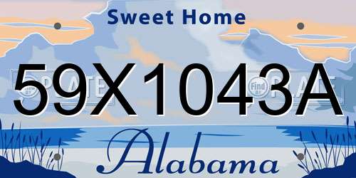 59X1043A Alabama License Plate