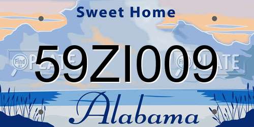 59ZI009 Alabama License Plate
