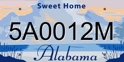 5A0012M Alabama License Plate