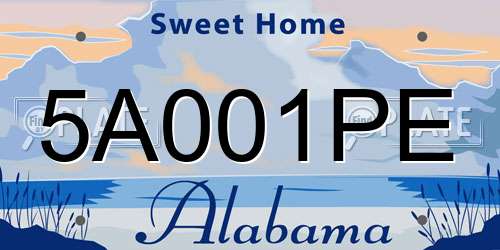 5A001PE Alabama License Plate