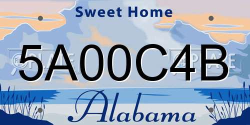 5A00C4B Alabama License Plate