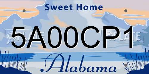 5A00CP1 Alabama License Plate