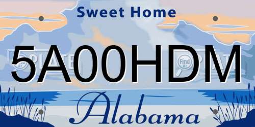 5A00HDM Alabama License Plate