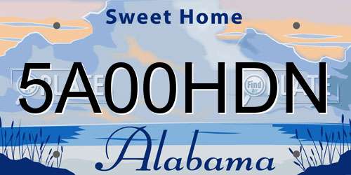 5A00HDN Alabama License Plate