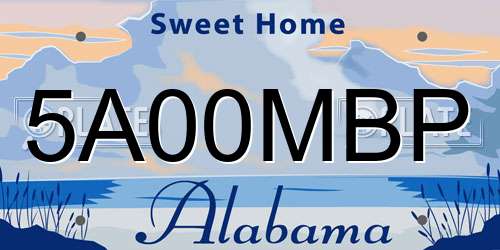 5A00MBP Alabama License Plate