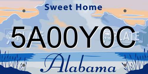 5A00Y0C Alabama License Plate