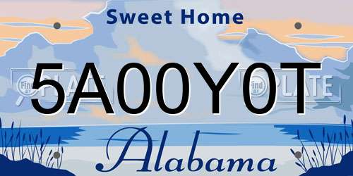 5A00Y0T Alabama License Plate