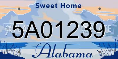 5A01239 Alabama License Plate