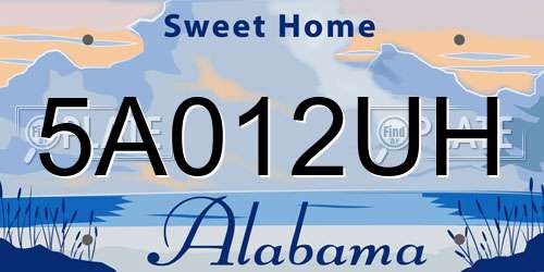 5A012UH Alabama License Plate