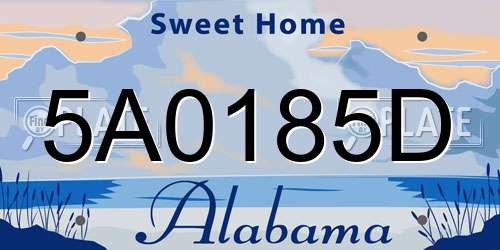 5A0185D Alabama License Plate