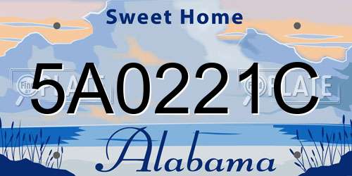 5A0221C Alabama License Plate