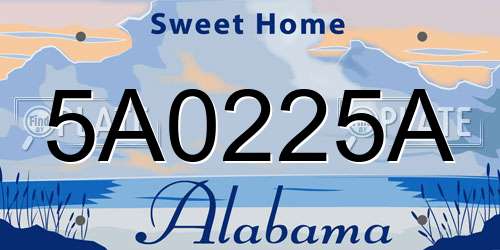 5A0225A Alabama License Plate