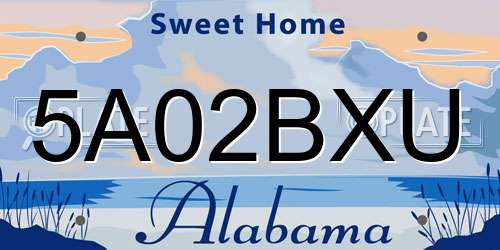 5A02BXU Alabama License Plate