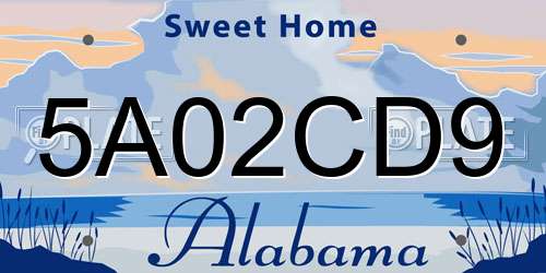 5A02CD9 Alabama License Plate