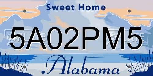 5A02PM5 Alabama License Plate