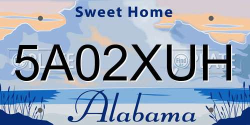 5A02XUH Alabama License Plate