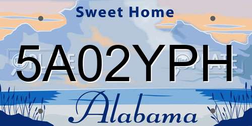 5A02YPH Alabama License Plate