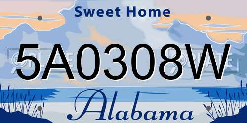 5A0308W Alabama License Plate