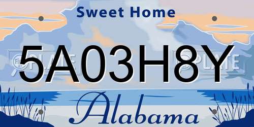 5A03H8Y Alabama License Plate
