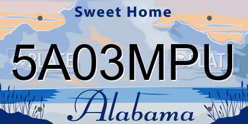 5A03MPU Alabama License Plate
