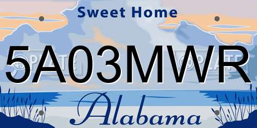 5A03MWR Alabama License Plate